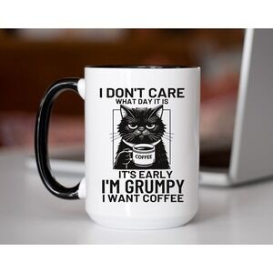 I‎ Don't Care What Day It Is Coffee Mug, Funny Cat Coffee Cup, Cat Coffee Cup